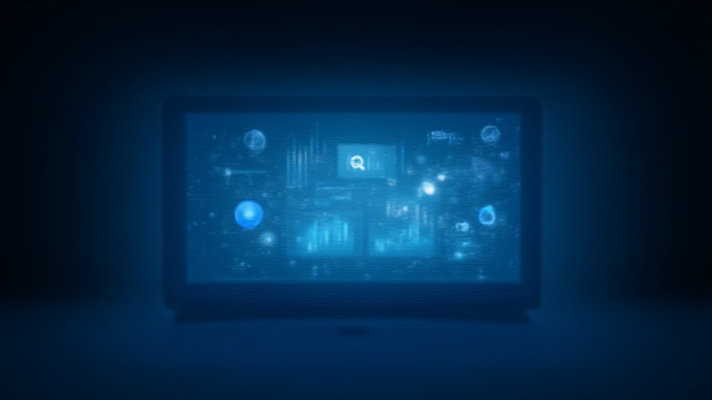 A digital workspace featuring a laptop displaying e-learning modules, online charts, and digital business tools